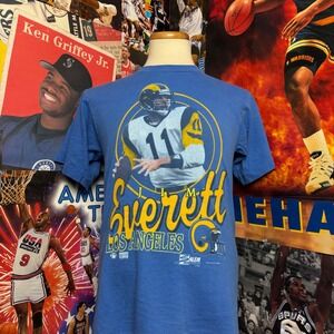 Vintage 90s Los Angeles Rams Jim Everett Salem Sportswear NFL Tee Sz‎ Medium